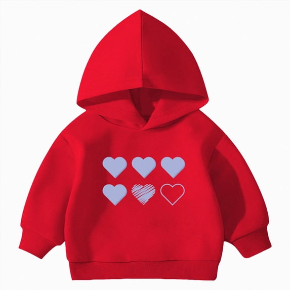 KPOPLK Hoodies for Kids Oversized Soft Fleece Sweatshirts Long Sleeve Pullover Top Casual Loose Fall Clothes for Boys Red Size 3-4 Years