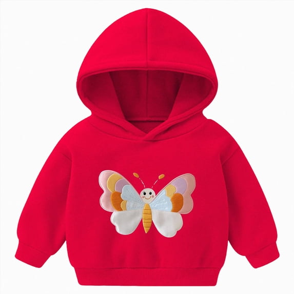 KPOPLK Hoodies for Toddler Boy Fall Graphic Embroidered Long Sleeve Pullover Sweatshirt Winter Kids Casual Clothes Red Size 2-3 Years