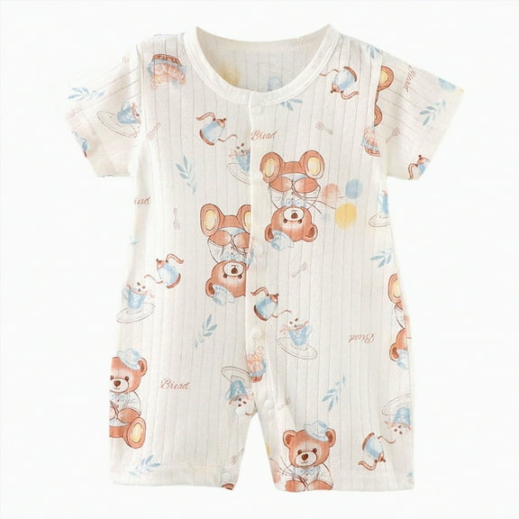 KPOPLK Baby Boy Golf Outfit Crew Neck Embroidery Golf Cart Romper Jumpsuit Patchwork Long Sleeve One Piece Playsuit(Brown,6-12 Months)