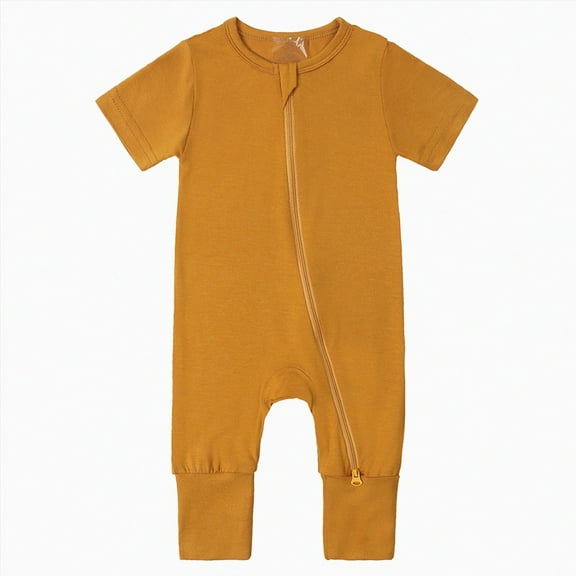 KPOPLK Baby Boy Golf Outfit Crew Neck Embroidery Golf Cart Romper Jumpsuit Patchwork Long Sleeve One Piece Playsuit(Yellow,0-3 Months)