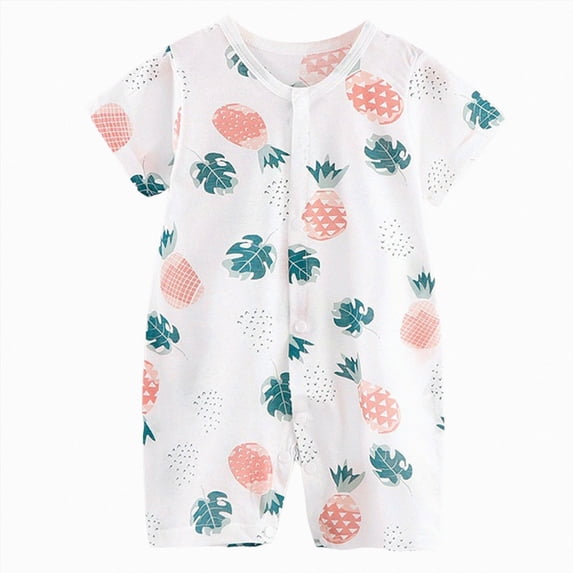 KPOPLK Infant Baby Boy Short Sleeve Romper Jumpsuit Cute Cartoon Print One Piece Clothes Summer Outfit for Toddler Boys 0 3 6 9 12 18 24 Months(0-6 Months,Light Pink)