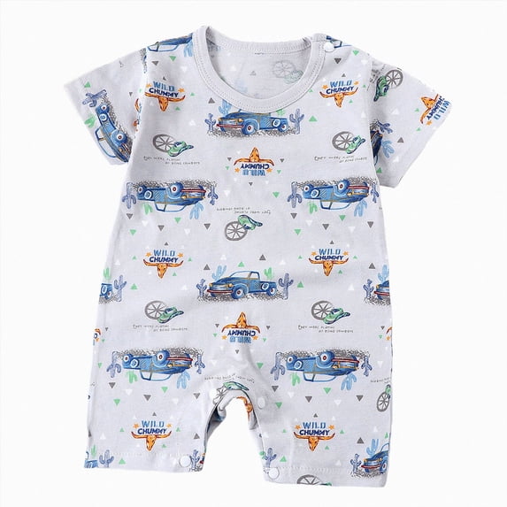 KPOPLK Infant Baby Boys Summer Romper Pajama Car Print Jumpsuit Toddler Newborn Boy Bodysuit Playsuit PJM Sleepwear 6 12 18 24 Months Size 18-24 Months,Blue