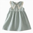 thumbnail image 1 of KPOPLK Infant Baby Girl Beach Sundress Casual Sleeveless Smocked PlaID Dress Tank Ruffle Toddler Summer Outfits(2-3 Years,Green), 1 of 7