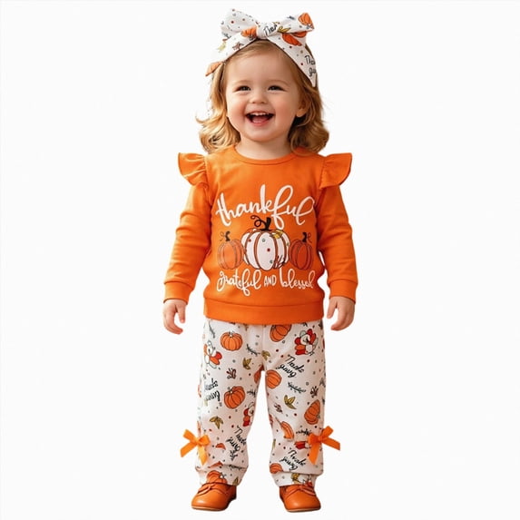 KPOPLK Infant Baby Girl Clothes with Pockets Halloween 3PCS Long Sleeve Pullover Sweatshirt and Pants Infant Fall Winter Outfit 3 6 9 12 18 Months,Size 12-18 Months