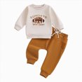 thumbnail image 1 of yboeqw Infant Boys Fall Clothes 2 Piece Outfits Set Long Sleeve Crewneck T-Shirt Letter Print with Matching Pants for 3 6 9 12 Months 2T 3T Brown,Size 0-6 Months, 1 of 4