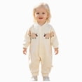 thumbnail image 1 of KPOPLK Infant Boys Pajamas Newborn Clothes for Boys Button Down Long Sleeve Graphic Print One Piece Sleepwear Pjs Size 9-12 Months, 1 of 9