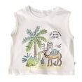 thumbnail image 1 of KPOPLK Infant Boys Tank Tops Kids Cotton Sleeveless T-Shirts Crewneck Graphic Print Beach Tee Top for 6 9 12Months 2T 3T 4T 5T Size 5-6 Years,White, 1 of 5