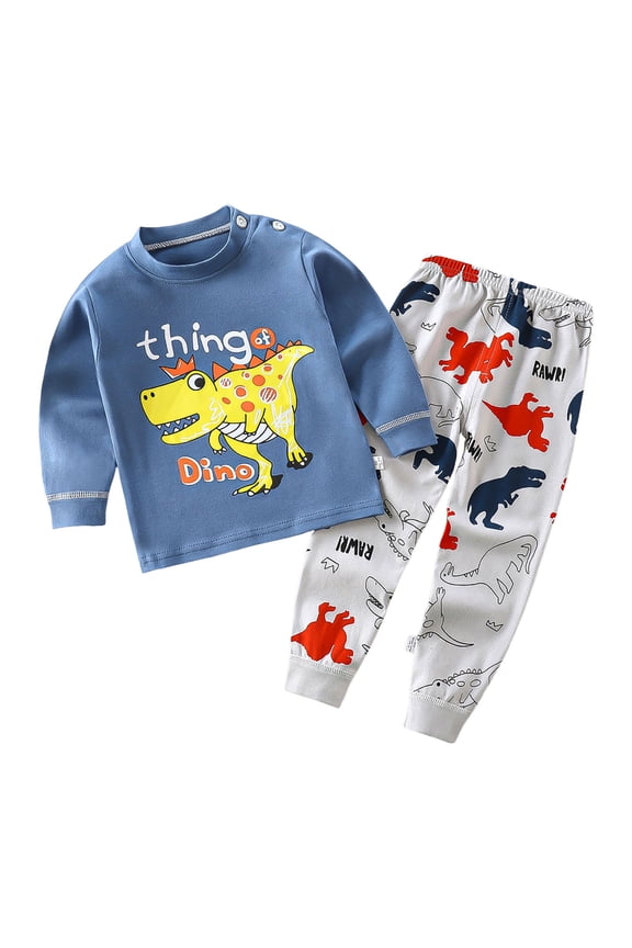 Infant Girl Pajama Set 1T 2T 3T 4T 5T 6T Kids Cute Snug fit Flower Pattern Pjs Cotton Sleepwear Fall Winter Jammies Clothes(6-12 Months,Blue)