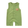 thumbnail image 1 of KPOPLK Infant Newborn Baby Boys Cotton Linen Romper Summer Jumpsuit Sleeveless Overalls Clothing Set for 3 6 9 12 18 Months(12-18 Months,Green), 1 of 5