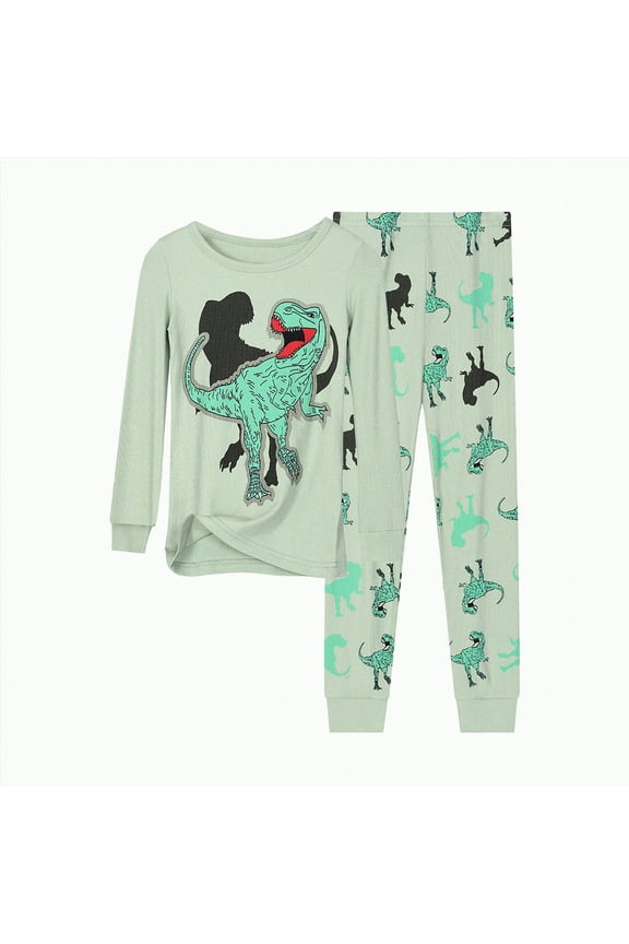 Toddler Kids Junior Soft Bamboo Pajamas Tie Dye Long Winter Pjs 2pcs Set(Light Green&5,8-9 Years)