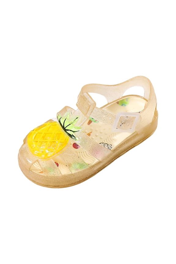 Jelly Sandal for Toddlers and Girls – Adjustable Buckle Summer Flat Sandals Waterproof Summer Beach Dress Shoes for All Day Wear Size 1,Gold