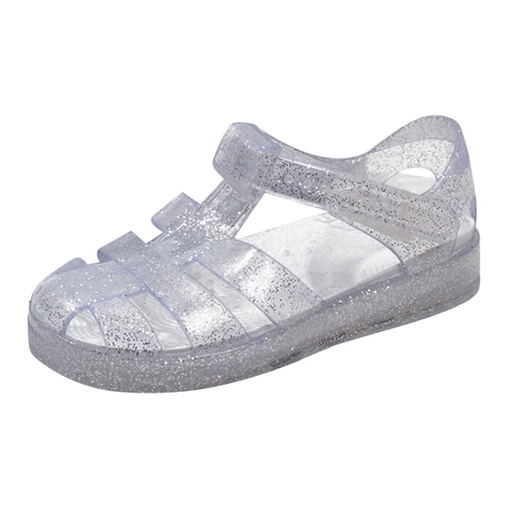 KPOPLK Jelly Sandals Girls Soft Sole Princess Costume Summer Dress Sandals Closed Toe Comfortable for Toddler Little Kid Big Kid Size 8,White