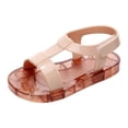 thumbnail image 1 of KPOPLK Jelly Sandals for Girls Closed Toe Princess Costume Summer Dress Shoes Flat Sandals for Toddler/Little Kid/Big Kid Size 12,Khaki, 1 of 9