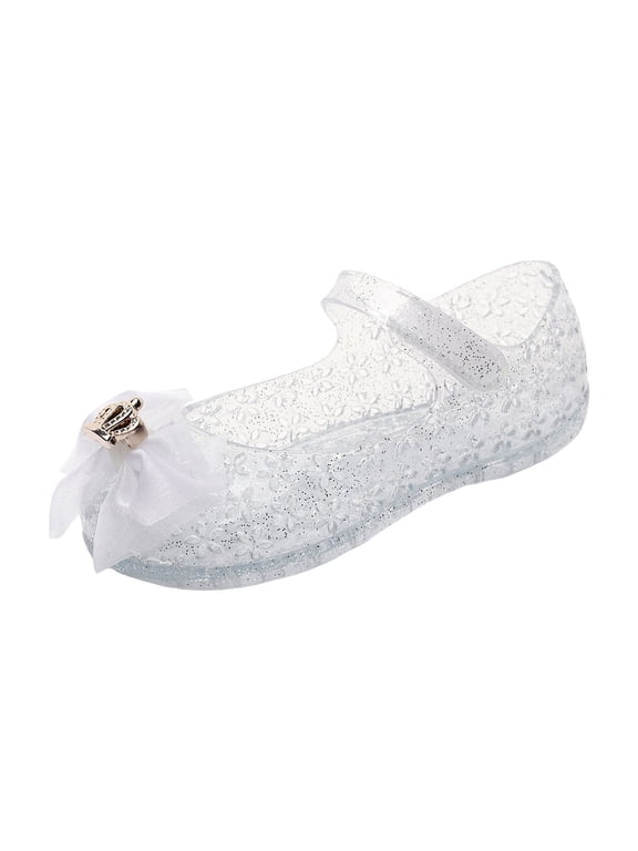 Jelly Sandals for Girls,Closed Toe Princess Costume Summer Dress Shoes Summer Beach Flat Sandals for Toddler/Little Kid/Big Kid Size 8,White