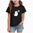 thumbnail image 1 of KPOPLK Kid Girls Halloween Shirts Fall Short Sleeve Crewneck Graphic T-Shirt Spooky Season Outfits Tees Tops 1-14Years,Size 9-10 Years, 1 of 5