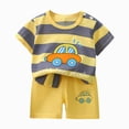 thumbnail image 1 of KPOPLK Kids 2Pcs Summer Clothing Set Toddler Boys Short Sleeve Cute Graphic Tee T-Shirt and Shorts Outfits for 1-6 Years(5-6 Years,Dark Gray), 1 of 5