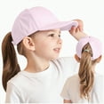 thumbnail image 1 of KPOPLK Kids Active Ponytail Hat - Baseball Hat with Full Back Opening for Girls(2-8 Years,Pink), 1 of 6