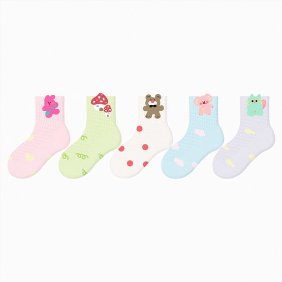 KPOPLK Kids Athletic Crew Socks Girls Cotton School Uniform Casual Basic Cute Socks 5 Pairs Size 1-3 Years,Purple