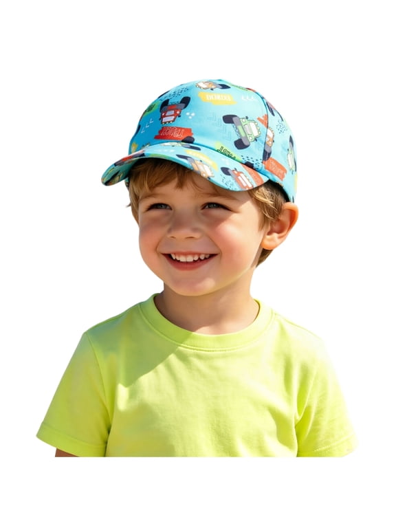 Kids Baseball Cap Adjustable Dinosaur Print Sun Hat Summer Toddler Boy Snapback Cap Sport Cap(2-6 Years,Blue)