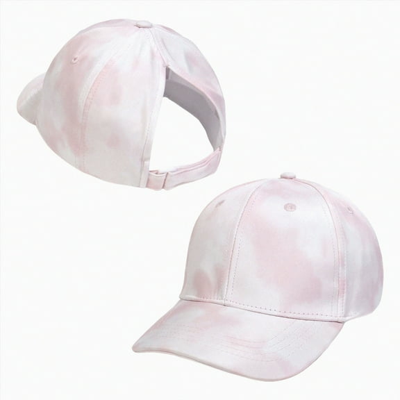 KPOPLK Kids Baseball Hat Visor Little Girl Sun Protection Hat Ponytail Hole Sun Hat Beach Sun Hat for Children(2-8 Years,Light Pink)