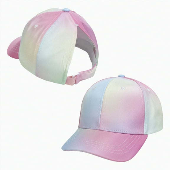 KPOPLK Kids Baseball Hat With Visor and Ponytail Hole - Sun Protection Cotton Beach Hat for Little Girls and Children(2-8 Years,Multicolour)