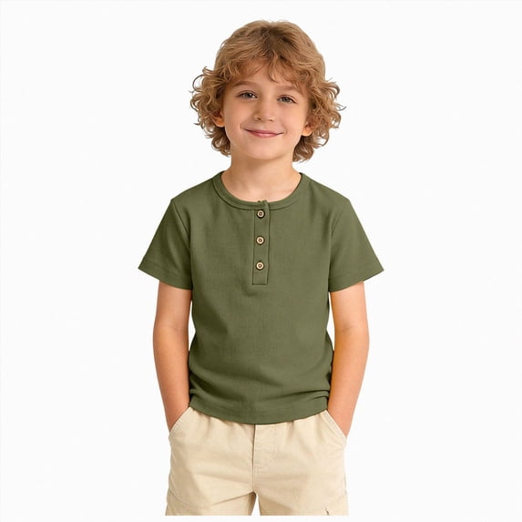KPOPLK Kids Basic Shirt for 1-8 Years Summer Baby Boys Short Sleeve Solid Tee T-Shirt Size 5-6 Years,AG