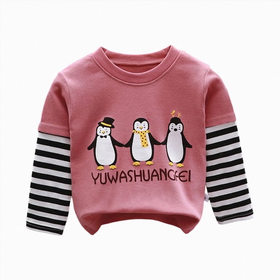 KPOPLK Kids Boy Soft Long-Sleeve T-Shirts Stripe Print Tops Crewneck Tees Toddler Boys Clothes 1T 2T 3T 4T 5T(4-5 Years,Wine)