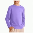 thumbnail image 1 of KPOPLK Kids Boys Autumn Cotton Long Sleeve Crewneck T Shirts Tee Tops 1 10 Years(8-9 Years,G78-Light Purple), 1 of 4