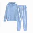 thumbnail image 1 of KPOPLK Kids Boys Clothes Color Blocking Hoodie Sweatshirts and Pant 2Pcs Fall Outfits Set(11-12 Years,a15-Light Blue), 1 of 9