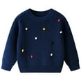 thumbnail image 1 of KPOPLK Kids Boys Long Sleeve Sweater Knit Crewneck Pullover Striped Sweater(5-6 Years,R91-Navy), 1 of 9