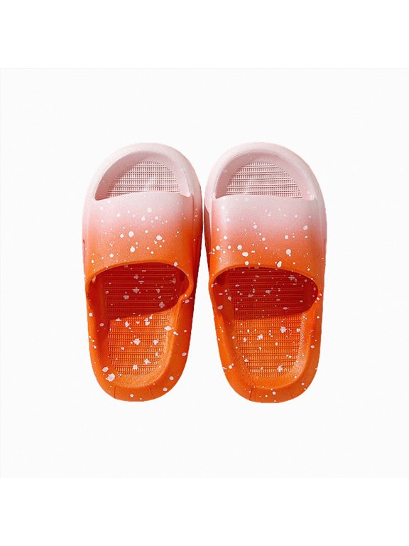 Kids Cloud Slides Slippers for Boys Non-Slip Shower Shoes for Indoor Outdoor Bathroom Pool Sandals Summer Beach Lightweight Comfort Thick Sole Slipper Size 9,Orange