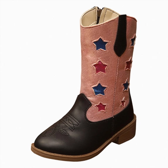 KPOPLK Kids Cowboy Boots for Girls Western Cowgirl Star Pattern Boots ...