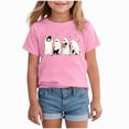 thumbnail image 1 of KPOPLK Kids Girl Halloween T Shirt Cute Ghost and Cat Graphic Short Sleeve Crew Neck Tee Top Size 11-12 Years,Pink, 1 of 4