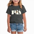 thumbnail image 1 of KPOPLK Kids Girl Halloween T Shirt Cute Ghost and Cat Graphic Short Sleeve Crew Neck Tee Top Size 5-6 Years,Grey, 1 of 4