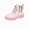 thumbnail image 1 of KPOPLK Kids Girls' Boots Lace Up Side Zipper Boots Fall Cute Non-Slip Sole Combat Boots Teen Waterproff Casual Short Boos,13, 1 of 8