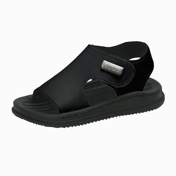 KPOPLK Kids Girls Boys Sandals with Cork Footbed Adjustable Strap Toddler Casual Slides Sandals Open Toes Flat Size 7,Black