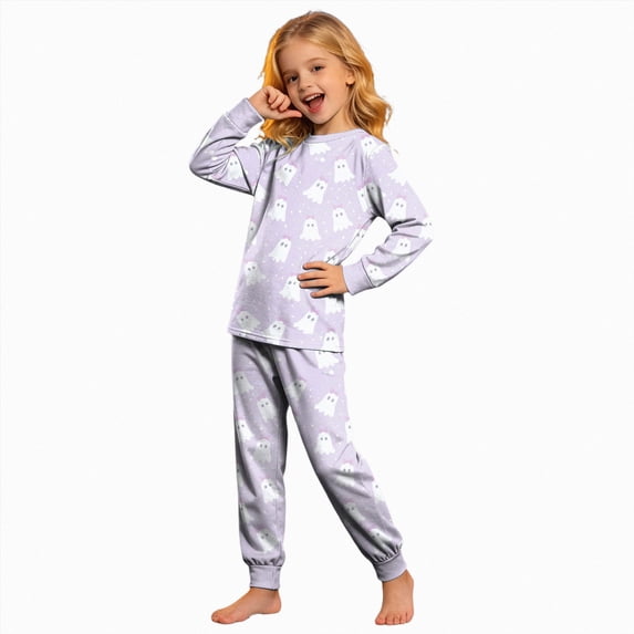 KPOPLK Kids Halloween Pajamas Long-Sleeve PJ Sets for Girls Cozy, Comfy, Funny Kids' Pajama Sets,Size 3-4 Years