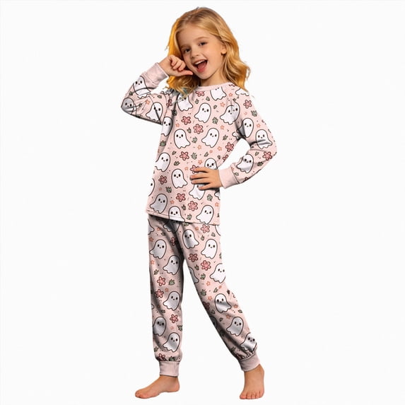 KPOPLK Kids Halloween Pajamas Long-Sleeve PJ Sets for Girls Cozy, Comfy, Funny Kids' Pajama Sets,Size 6-7 Years