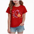 thumbnail image 1 of KPOPLK Kids Halloween T-Shirt Toddler Girls Cute Fall Pumpkin Ghost Print Tee Short Sleeve Shirt Size 2-3 Years,Red, 1 of 5