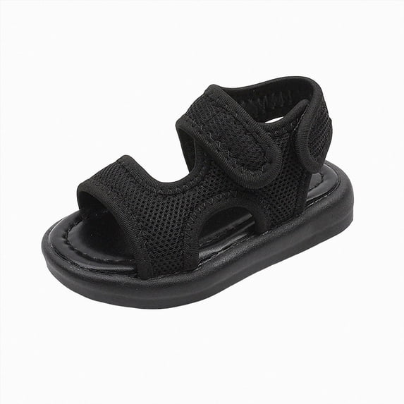KPOPLK Kids Sandals Boys Summer Outdoor Non-slip Athletic Sandals Open Toe Adjustable Sport Sandal Lightweight Beach Shower Shoes for Toddler/Little Kid Size 7.5,Black