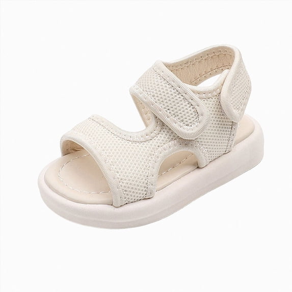 KPOPLK Kids Sandals Boys Summer Outdoor Non-slip Athletic Sandals Open Toe Adjustable Sport Sandal Lightweight Beach Shower Shoes for Toddler/Little Kid Size 8,Beige