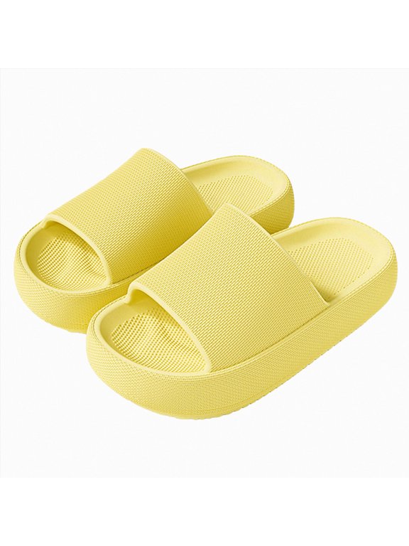 Kids Shark Slides Pillow Shower Sandals Quick Dry Slippers Toddler Boys Comfy Cloud Slides Summer Non-Slip Thick Sole Beach Pool shoes Size 1.5,Yellow