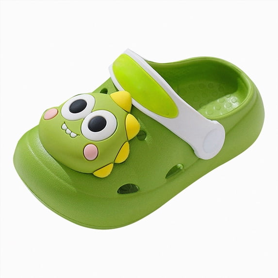 KPOPLK Kids Slippers Lightweight Soft EVA Non-Slip Slides Slippers Open Toe Comfy Sandals for Toddler Boys Bathroom Shower Summer Pool Beach Slippers Size 8.5,Green