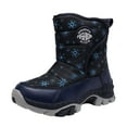 thumbnail image 1 of KPOPLK Kids Snow Boots Boys Girls Winter Warm Waterproof Outdoor Slip Resistant Cold Weather Unisex Shoes (Toddler/Little Kid/Big Kid)(6,F8-Blue), 1 of 2