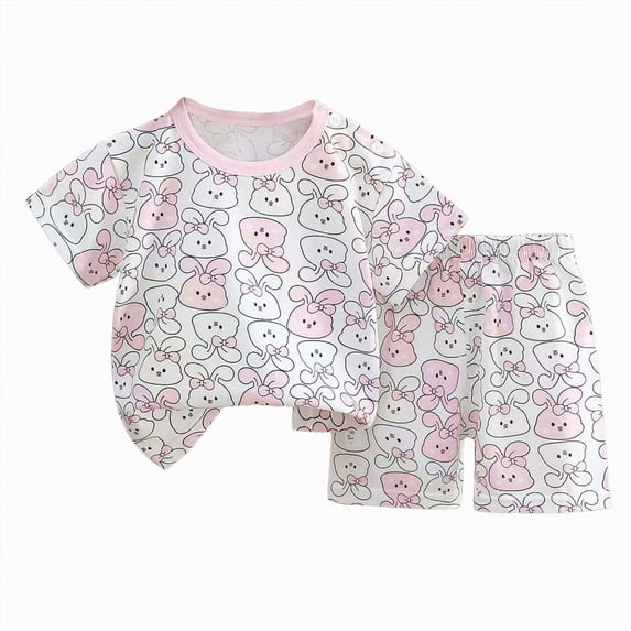 KPOPLK Kids Summer Outfits 2Pcs Baby Boys Short Sleeve Jungle Animal Tee T-Shirt and Comfy Shorts Clothing Set for 1-5 Years Size 2-3 Years,Light Pink