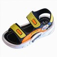 thumbnail image 1 of KPOPLK Kids Toddler Sandals Boys Cork Footbed Sandal Comfort Double Buckle Slip On Slippers with Adjustable Back Strap Size 1,Black, 1 of 5