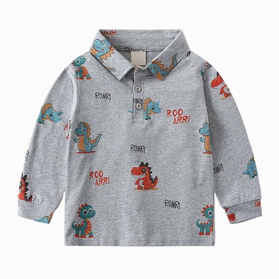 KPOPLK Kids Tshirts Autumn and Winter Clothes for Boys Long Sleeve Animal Print Polo T Shirt Tops 1T 2T 3T 4T 5T 6T,Size 2-3 Years