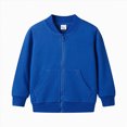 thumbnail image 1 of KPOPLK Kids Zip Up Bomber Jacket 1-8 Years Long Sleeve Baseball Collar Sweatshirt Fall School Clothes Size 7-8 Years,Dark Blue, 1 of 8