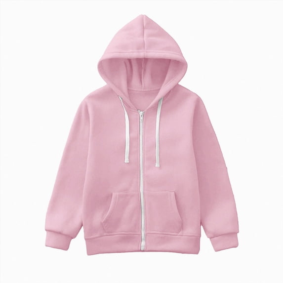 KPOPLK Kids Zip Up Hoodies Toddler Boy Long Sleeve Hooded Sweatshirt Fall Winter Casual Solid Jacket for 1T 2T 3T 4T 5T 6T 7T Pink Size 9-10 Years