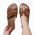 thumbnail image 1 of KPOPLK Lane Cork Footbed Sandals for Women – Comfortable Double Buckle Slip-On with Genuine Suede Footbed & Arch Support Slides for Women Footwear（Brown11）, 1 of 6